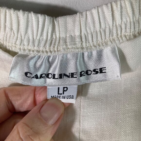 Womens Caroline Rose Linen Pull On Stretch Waist‎ Pants White LP - Picture 5 of 7